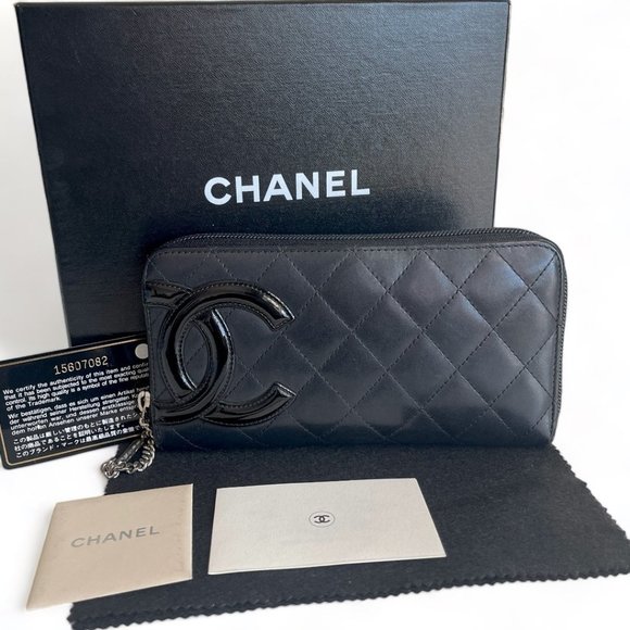 CHANEL Handbags - 💕 Authentic CHANEL Quilted Matelasse Cambon Zip Around Long Wallet CC Logo